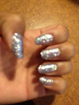 Glitter nails using lose glitter and uv gel