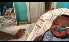 3 Month Old Baby Reacts To Baby Food For The First Time!! [FUNNY]