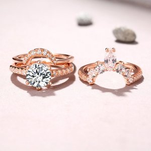 Lajerrio Round Cut S925 Silver White Sapphire Rose Gold Art Deco 3 Piece Sets at https://www.lajerrio.com/round-cut-s925-silver-white-sapphire-rose-gold-art-deco-3-piece-sets-501000.html