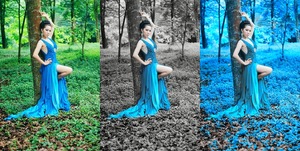 Elegant style with diamonds set and luxurious blue dress.