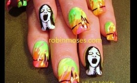 NEON HORROR tutorial: robin moses nail art design