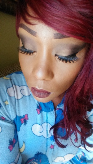 a soft Smokey eye with as pop of red