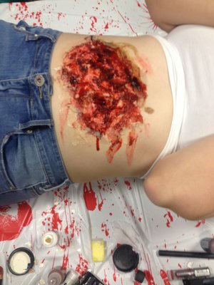 bloody stomach wound for my building's halloween haunt :)