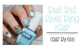 Blue and Silver Bling Nails | NailsByErin