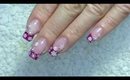 Pink Christmas Nail Art Design - snowflakes - winter nails
