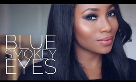 MAKEUP TUTORIAL - BLUE SMOKEY EYES w/ GLOWING SKIN | THATIGBOCHICK