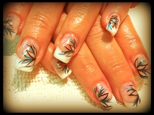 gel and hand painted flowers