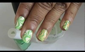 Green & Orange water marble