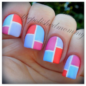 March Nail Art: Color Block. http://www.thepolishedmommy.com/2013/03/going-retro.html
