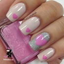 Light pink, hearts & silver sparkles 