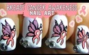Unique Breast Cancer Awareness Butterfly Ribbon Nail Art ❤ (No Stickers!)