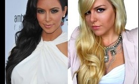 Side-Swept Soft Curls Kim Kardashian Hairstyle
