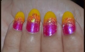 Nail Art Summer Ombre with Glitter