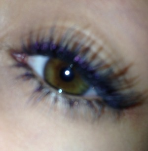 my everyday simple eye make up. the pop of purple is very fun and flirty with long bold lashes!(: