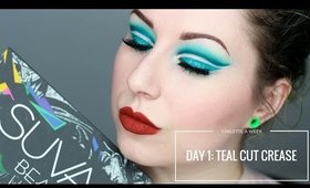 SUVA BEAUTY CUPCAKES & MONSTERS - DAY 1: TEAL CUT CREASE | 1 PALETTE FOR A WEEK