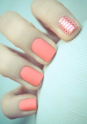 Peach with silver stripes
