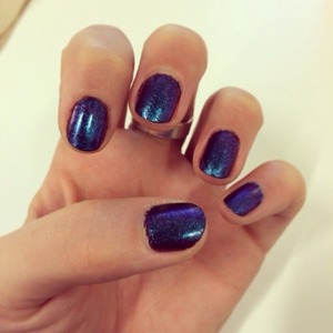 Blue/purple nails with gel top coat 