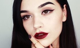 burgundy eyeliner/lips makeup tutorial