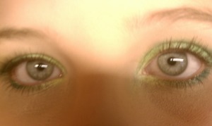 greens, and yellows. no eyeliner.