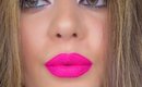 Turquoise Smokey Cat Eye & Bright Pink Lips