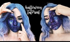 Glitter Galaxy Pulled Up Skin Halloween Makeup Tutorial