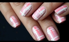Pink Plaid Nail Tutorial {EASY}