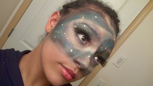Lately I have been feeling really inspired by galaxy...so I did this, along with several other things. I used face glitter from the roller store and Aluminum to simulate satellite stars.