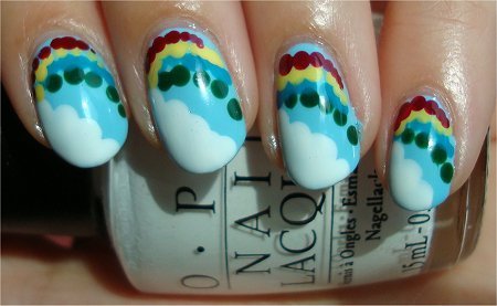 Rainbow & Cloud Nails Nail tutorial & more photos here: http://www ...