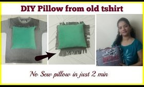 DIY No sew pillow from an old tshirt in just 2 min