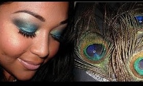 Peacock -  Teal with Glitter eyeshadow tutorial!!