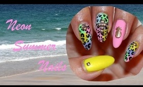 Neon Summer Leopard Nails