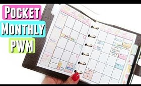 PWM: FLAMINGO Monthly Plan With Me | Sew Much Crafting Pocket Planner Inserts Monthly Spread #62