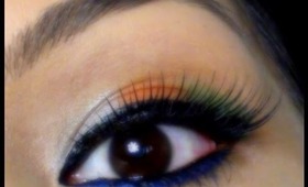 Indian Independence Day Tricolor Eye makeup Tutorial green orange white blue eye makeup