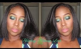Holiday Green Glitter Cut Crease Holiday Makeup Look #2
