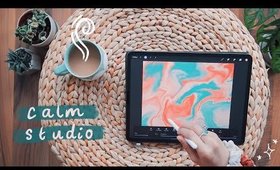 calm studio 🎧☕ | painting marble patterns on procreate