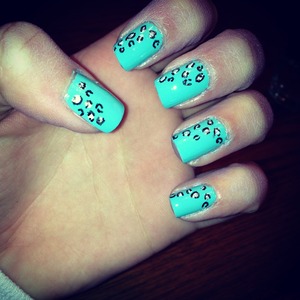 Cheetah print nails with Tiffany Blue 