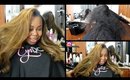 Silk Press on long thick natural hair/ Full Highlights Joico