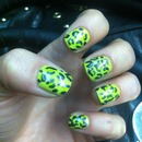 Acid Green/Yellow Leopard Print Nails