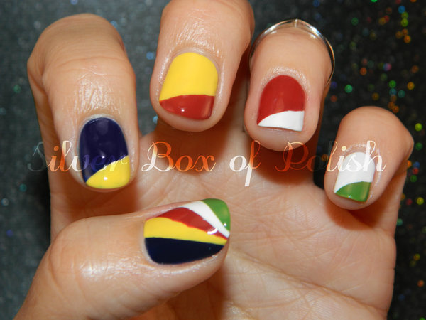 Seychelles Flag Nails | Anja J.'s (silverboxofpolish) Photo | Beautylish