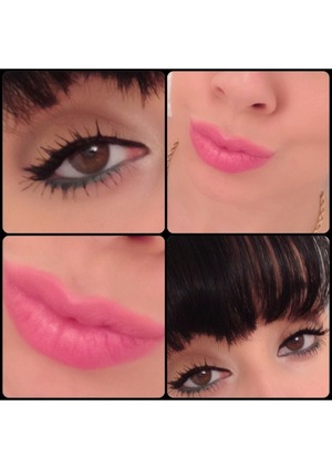Green turquoise pop of colour on the eye to compliment the pink coral lip. 