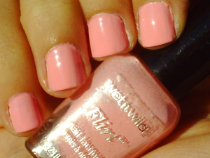 Wet n' Wild Flirt collection in the colour Flirty Rose. Base for Breast Cancer Awareness nails.
