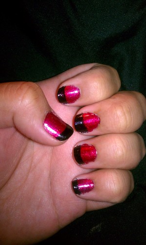 paint entire nail red then once dried paint nail tip black 