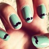 Mint green mustache nails