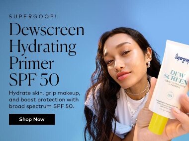 Hydrate, prime, and help protect skin with broad-spectrum SPF 50 in one lightweight layer. Shop the Supergoop! Dewscreen Hydrating Primer SPF 50 on Beautylish.com