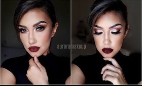 🔥 Maquillaje Dramatico Rose Gold Labios Rojos/ 👄Dramatic rose gold makeup tutorial | auroramakeup