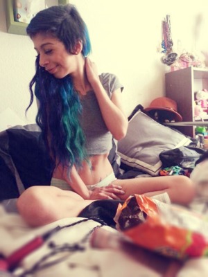 Blue Turquoise and Purple & a little green hair <3 