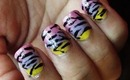 Nail Design: Yellow, Purple, Pink Zebra Print Nails