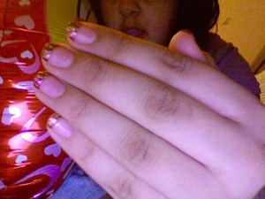 More Pink Nails with Gold Lines