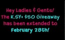 Update: $50 GIVEAWAY | KSY+  ...DON'T MISS OUT!
