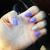 purple nails with silver glitter